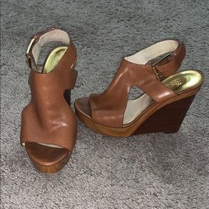 Michael Kors brown and gold wedges